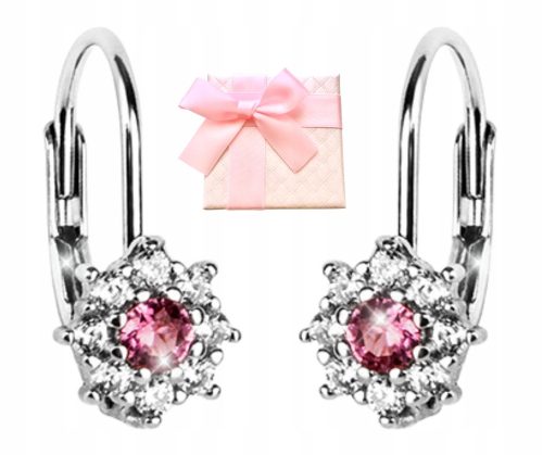  PINK FLOWER SILVER EARRINGS FOR GIRL