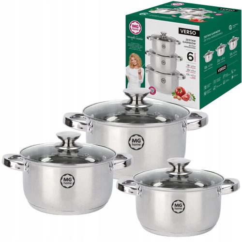 Set de cuisine MG home VERSO, ensemble de casseroles, inox, 6 pièces.