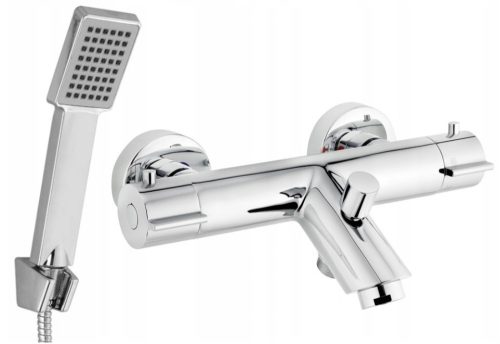 Two-handle wall-mounted bath and shower faucet Deante Begonia Chrome + Kuchinox Orca exposed shower set