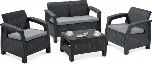 A set of garden and patio furniture Allibert garden furniture set, plastic, Korfu, black, 4-piece.