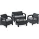 A set of garden and patio furniture Allibert garden furniture set, plastic, Korfu, black, 4-piece.