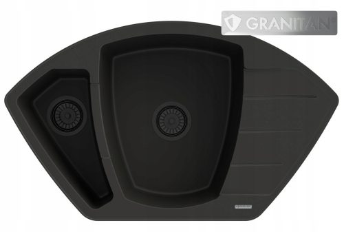 Granitan COMPACT 1.5-bowl sink, black granite