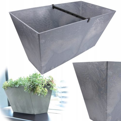  Prosperplast flowerpot, 60 cm x 32.4 x 30 cm, diameter 32 cm, plastic in grey and silver