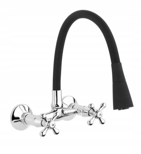 Invena Roma wall-mounted kitchen faucet, silver