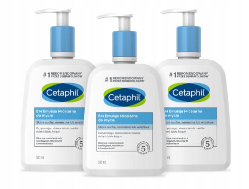 Cetaphil EM Micellar Cleansing Emulsion 500 ml - Pack of 3