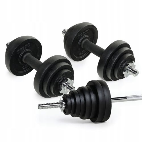  TREXO CAST IRON 50 kg DK50 barbell dumbbell set with protective coating