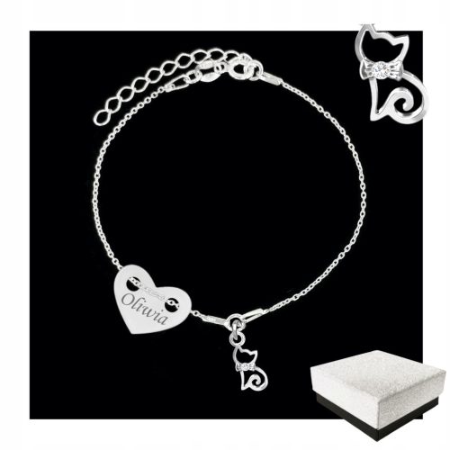  Bracelet for Children Name Cat Kitten ENGRAVING 925