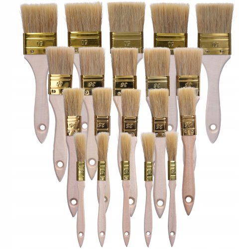 Set of brushes in different shapes. Gold tools 5 cm