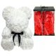 Teddy bear with roses 40 cm white