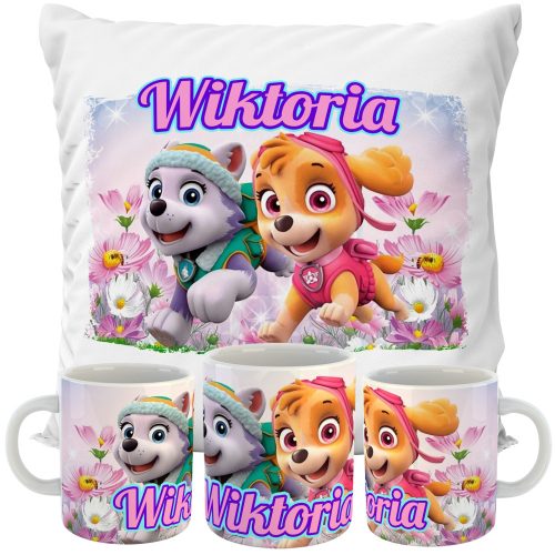  SKYE PAW PATROL PILLOW + MUG SET NAME GIFT