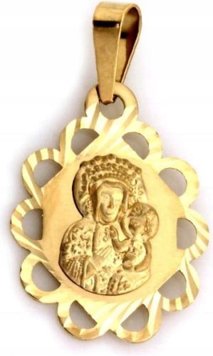  Gold medallion with lace 585 Mother of God gift Communion souvenir pendant