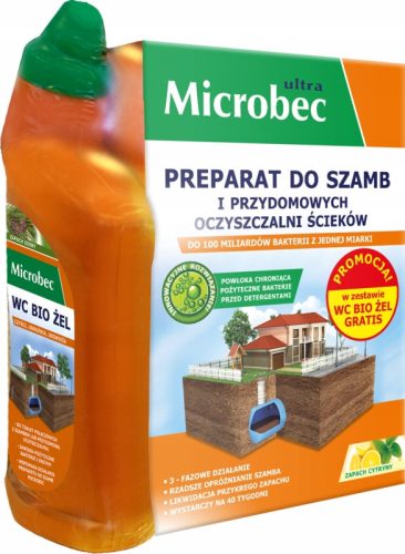  Microbec septic tank preparations that eliminate odors, 2 pcs. + DABSTER.PL DISPOSABLE HDPE GLOVES 2 pcs