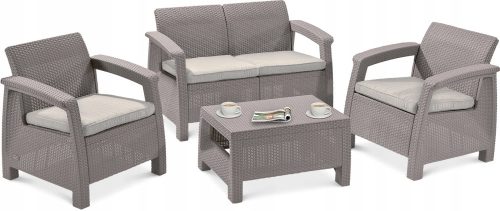 A set of garden and patio furniture Allibert garden furniture set, plastic, Corfu, beige, 4 pieces.