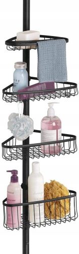 Bathroom Shelves Telescopic Bathroom Shower Shelf, Black, 4 Organizer Baskets