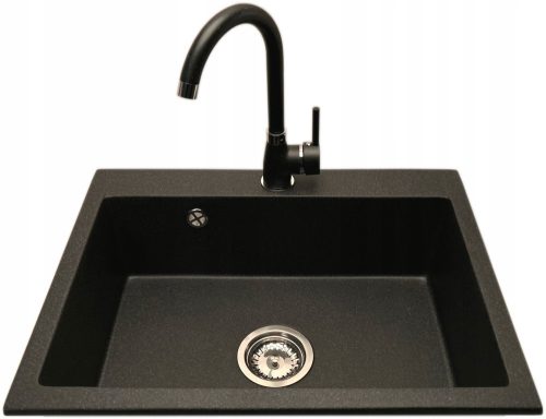 Prehnite single-bowl sink made of black granite