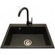 Prehnite single-bowl sink made of black granite