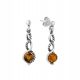  SILVER EARRINGS WITH AMBER