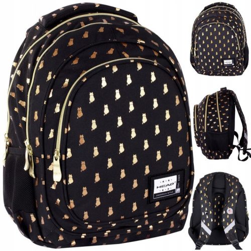  Astra Multi-Compartment School Backpack, Black, Yellow and Gold Tones, Multicolor