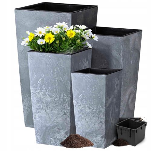  Set of Whale Things concrete flower pots, 4 pieces