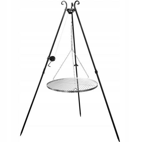  Tripod grill garden campfire grate 80 cm chrome reel crank