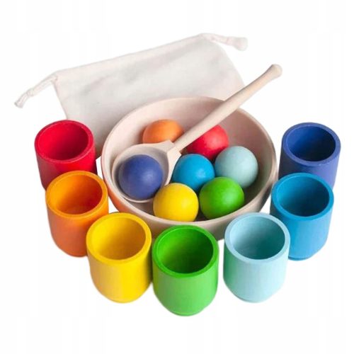  Wooden toy Ulanik Montessori "Rainbow: balls in cups"