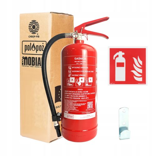 SET powder fire extinguisher 4kg + hanger + sign