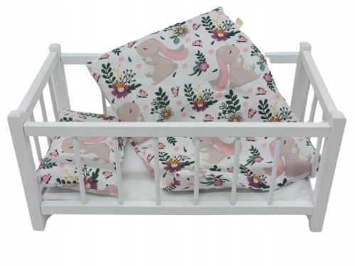  DOLL BED WOODEN WHITE BEDDING BUNNY - CHOICE