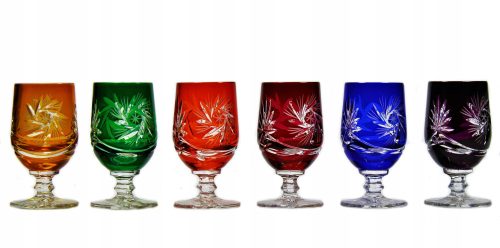 Glasses and cups Tincture glasses, vodka glassesmilenakrysztaly.pl Grass transparent, multicolored 35 ml 6 pcs.