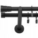  DOUBLE curtain rod made of matt black metal, 19 mm / 240 cm