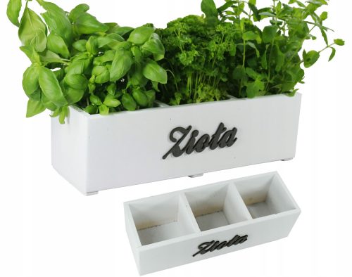 Pots and planters for outdoor and garden White flowerpot 40x14x12 cm with the inscription Herbs