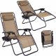 Sun loungers and garden and terrace deck chair in azure metal, beige and brown