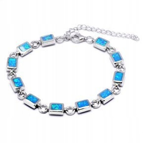  Silver Bracelet with Zircons and Opal