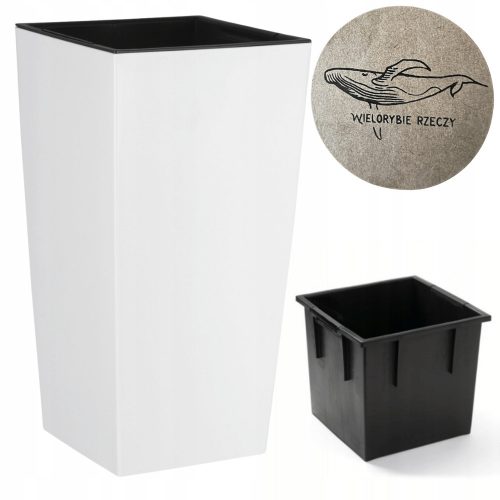  Prosperplast flowerpot 20 cm x 20 x 37.5 cm, white plastic