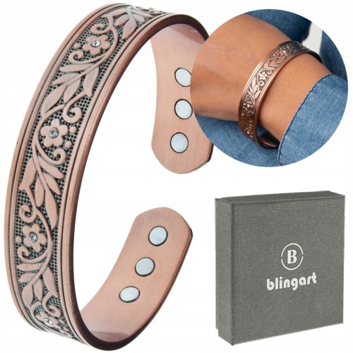  WOMEN'S magnetic copper bracelet BANGLA with MAGNETS flower ornament