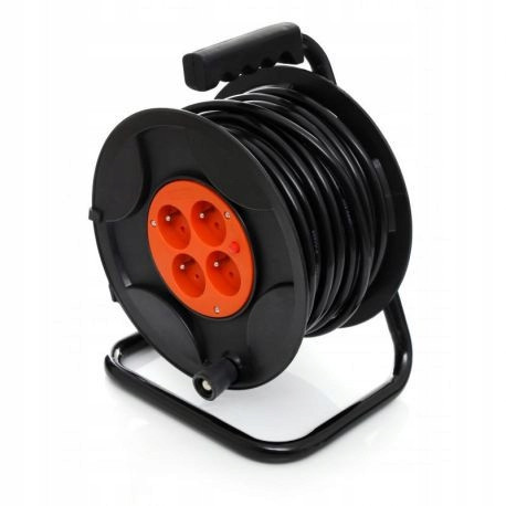 Coil extension cable, Garden Kraft&Dele 25 m, 4 pcs. sockets, black