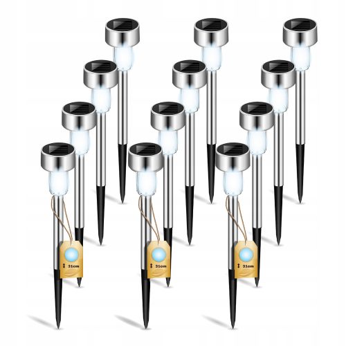  NNLED embedded solar lamp, silver, 31 cm, 12 pcs.