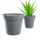  Prosperplast flowerpot, 39 cm x 39 x 36 cm, diameter 39 cm, plastic in grey and silver tones