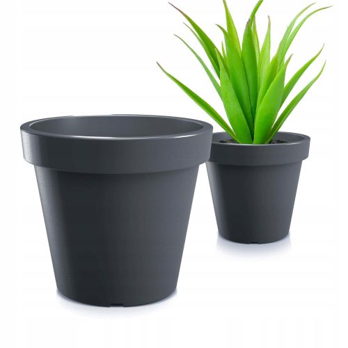  Prosperplast flowerpot, 35 cm x 35 x 3.18 cm, diameter 34.5 cm, plastic in grey and silver