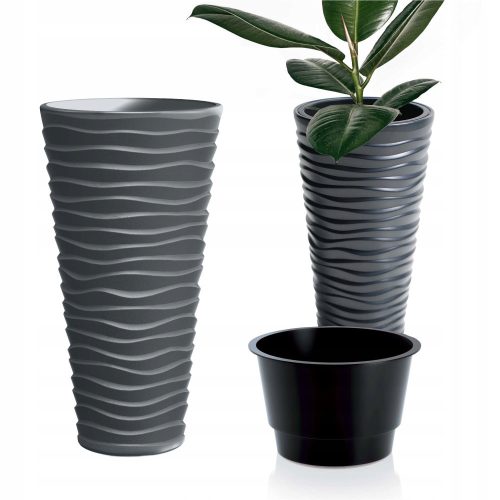  Prosperplast flowerpot 39 cm x 39 x 75 cm diameter 39 cm plastic black, grey and silver tones