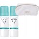 VICHY Anti-Trace 2x 125ml Spray Deodorant Bundle with Free Cosmetic Bag