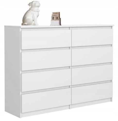  Sara chest of drawers, 8 drawers, living room, bedroom, office 120 x 35 x 99.5 cm, matt white