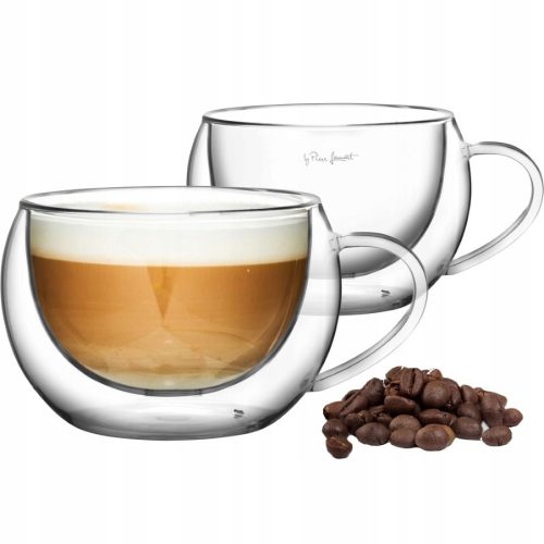 Cup and saucer for coffee and tea Lamart Termo Vasco mug, glass, 190 ml, 2 pcs.