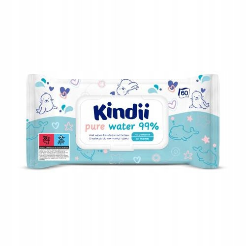  KINDII Water Wipes PURE WATER 99% Water 60pcs WITHOUT CLIP
