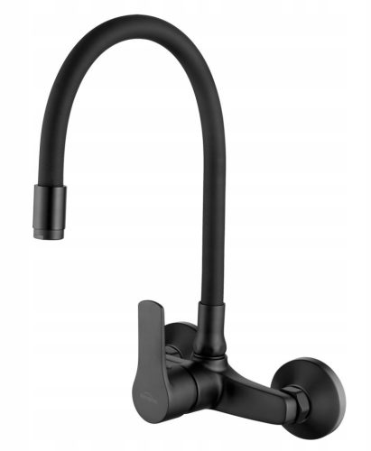 Invena VERSO wall-mounted kitchen faucet, black