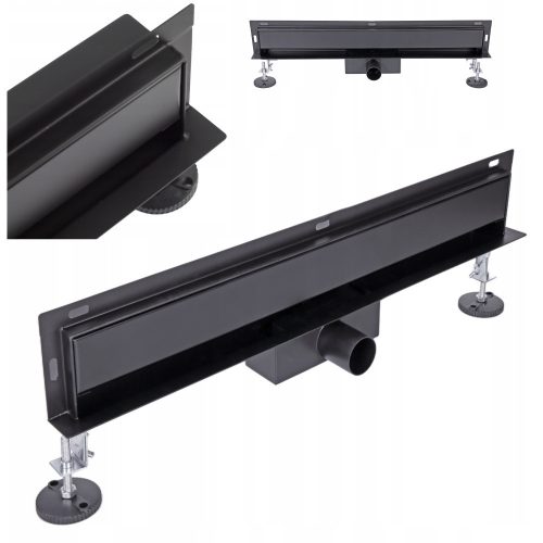 AquaUno Basic Wall Black linear drain 100 cm