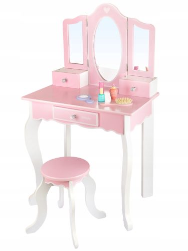  KINDERPLAY LARGE WOODEN DRESSING TABLE FOR GIRL CHILDREN 105.5CM + TATTOOS