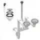 Siphon Wall-mounted CHROME sink drain, two bowls with overflow