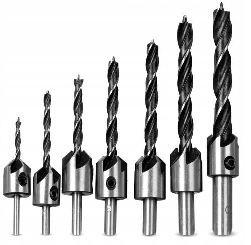 wood drill bit set with countersink