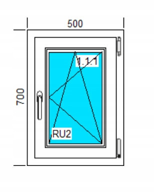 PVC WINDOW 500x700 RU WHITE, RIGHT