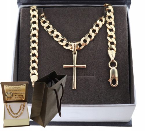  GOLDEN FULL MEN'S CHAIN ARMOR WITH CROSS PR. 925 585 14K + ENGRAVING